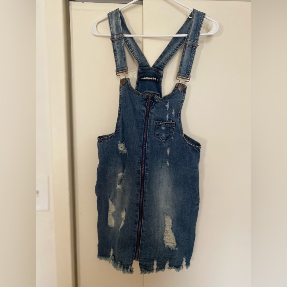 Ripped Zip-front Denim Skirtal